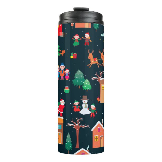Termo Seamless pattern of happy Christmastime in a villa (Anverso)