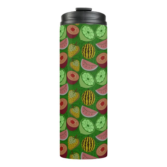 Termo Seamless pattern tropical fruit & green background (Anverso)