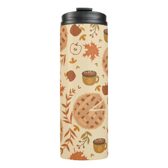 Termo Seamless pattern with apple pie, apples and mugs.  (Anverso)