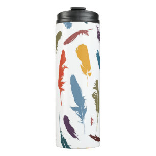 Termo Seamless pattern with colored feathers on a light.