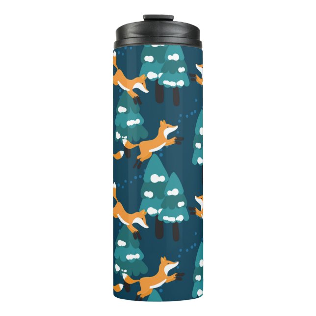 Termo Seamless pattern with different cute foxes. (Anverso)