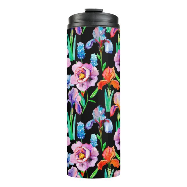 Termo Seamless pattern with Iris and Peony flowers, Wate (Anverso)