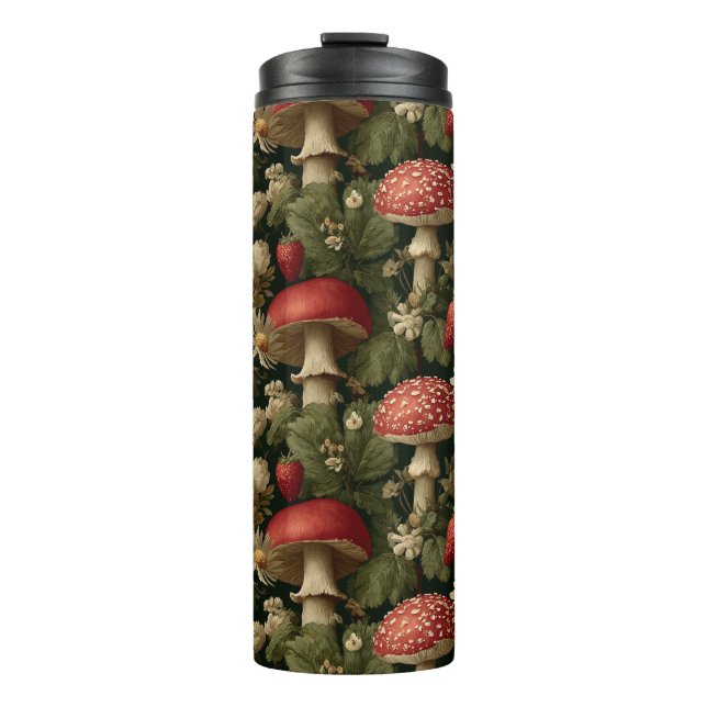 Termo Seamless Pattern with Red Fly Agaric and Flowers (Anverso)