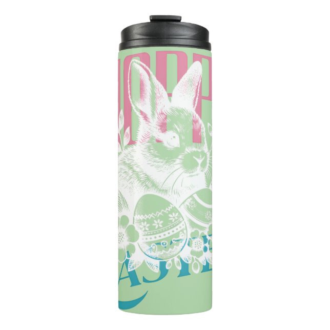 Termo Sello de conejo de Pascua saltarín rosa (Anverso)