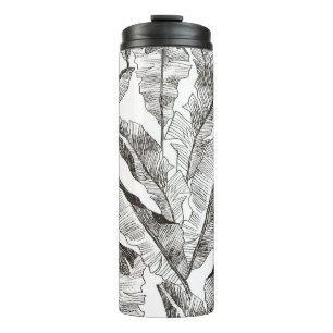 Termo Selva blanca negra: patrón de planta tropical