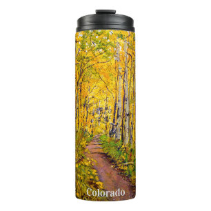 Termo Sendero escénico de otoño en arboleda de álamos