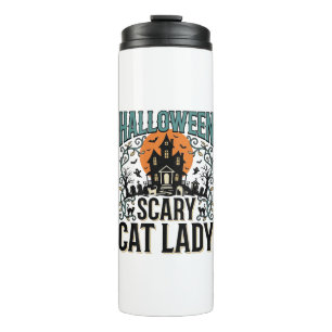 Termo Señora Gato de Halloween Casa Embrujada Espeluznan