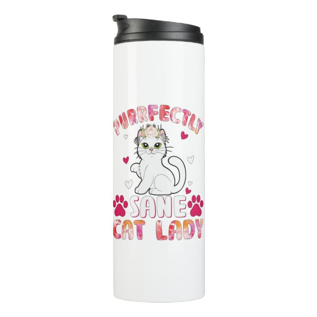 Termo Señora Perfectamente Cuerdo de Gatos (Rotado hacia la derecha)