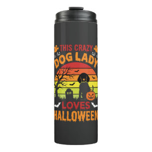 Termo Señora Perro Loco Ama Diseño Antiguo de Halloween