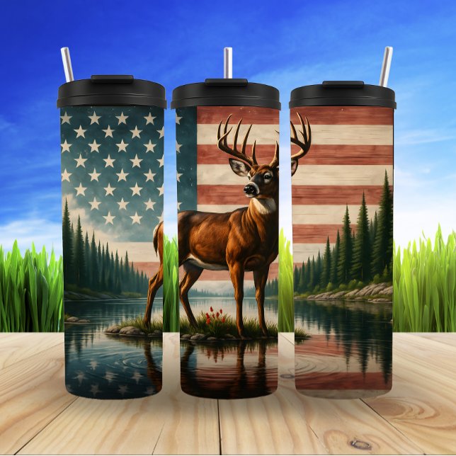 Termo Serene Deer con bandera patriótica (Subido por el creador)