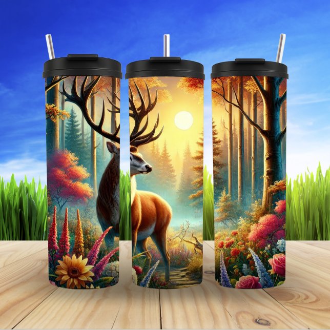 Termo Serene Deer en el amanecer de primavera (Subido por el creador)
