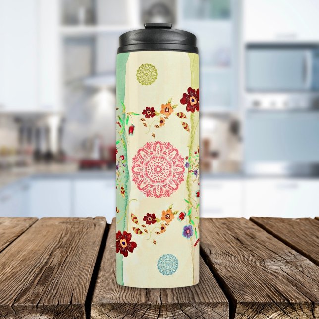 Termo Serenity Blooms Watercolor Bliss (Stay cool and chic with our Serenity Boho Thermal Tumbler!)
