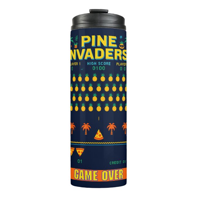 Termo Serie de Juegos Retro de Pine Invaders-Pineapple E (Anverso)