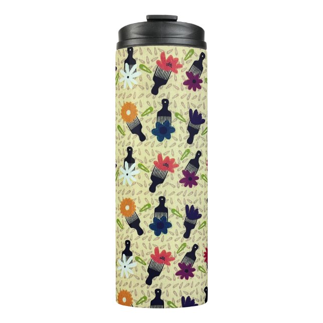 Termo Setenta pintas y flores africanas (Anverso)