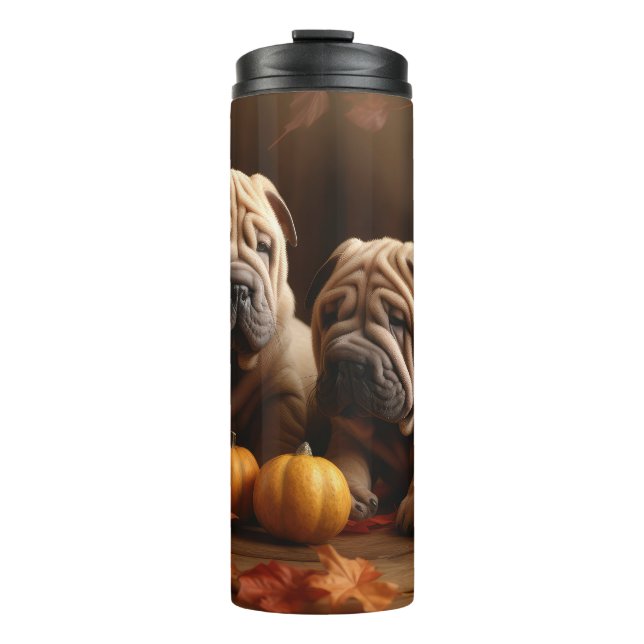 Termo Shar Pei Puppy Calabaza deslumbrante de otoño (Anverso)