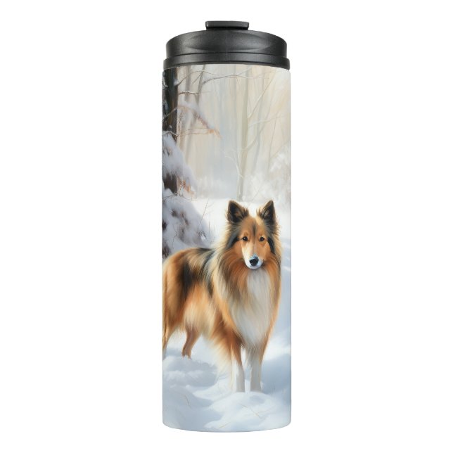 Termo Shetland Sheepdog Deja Que Nieva Navidades (Anverso)