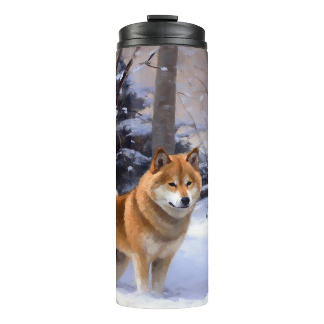 Termo Shiba Inu Deja que nieve Navidad  (Anverso)