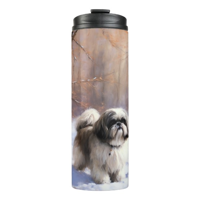 Termo Shih Tzu Deja que nieve Navidad (Anverso)
