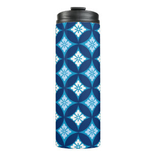 Termo Shippo con motivos florales, azul índigo y blanco
