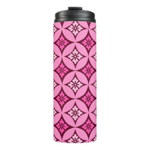 Termo Shippo con motivos florales, rosa y borgoñona