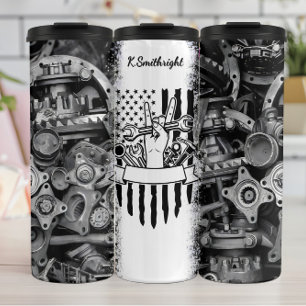 Termo Signo de paz mecánica de bandera estadounidense