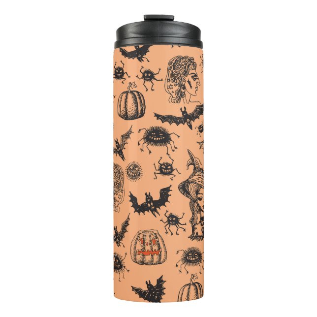 Termo Silhouette de Brujas de Halloween: Patrón Personal (Anverso)