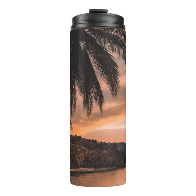 Termo Silhouette de palmera durante la hora dorada (Anverso)