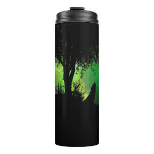 Termo Silhouette Full Moon Howf Wolf Under Tree