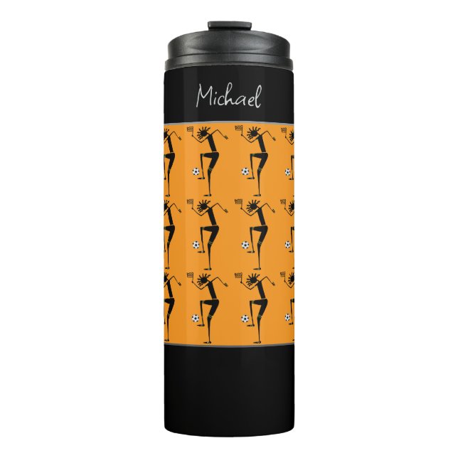 Termo Silhouette Soccer, Naranja de arte africano (Anverso)