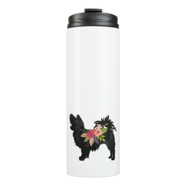 Termo Silky Chihuahua Perro Raza Silhouette Floral Boho (Anverso)