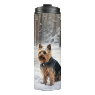 Termo Silky Terrier deja que nieve Navidades