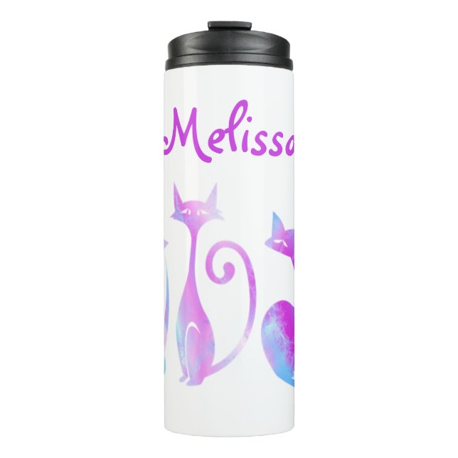 Termo Silueta Adorable De Gatos (Anverso)