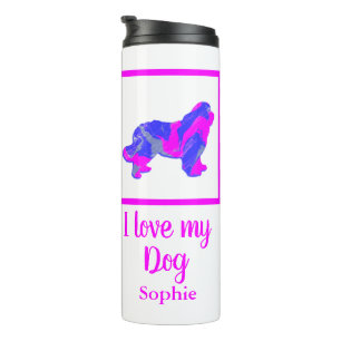 Termo Silueta azul y rosa caliente de Newfoundland / New