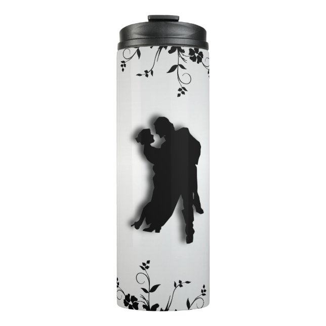 Termo Silueta de bailarines de tango 1 plata (Anverso)