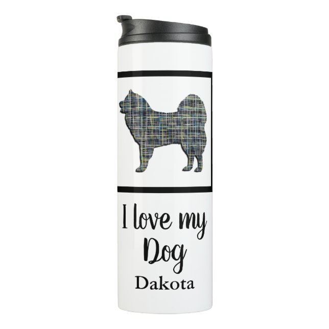 Termo Silueta de Cuadrícula Azul y Amarilla de Perro Sam (Rotado hacia la derecha)