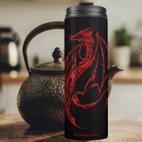 Silueta de dragón tribal rojo fiero fantasía