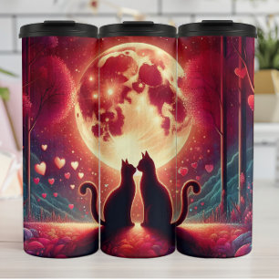 Termo Silueta de Gatito Luna Llena San Valentín