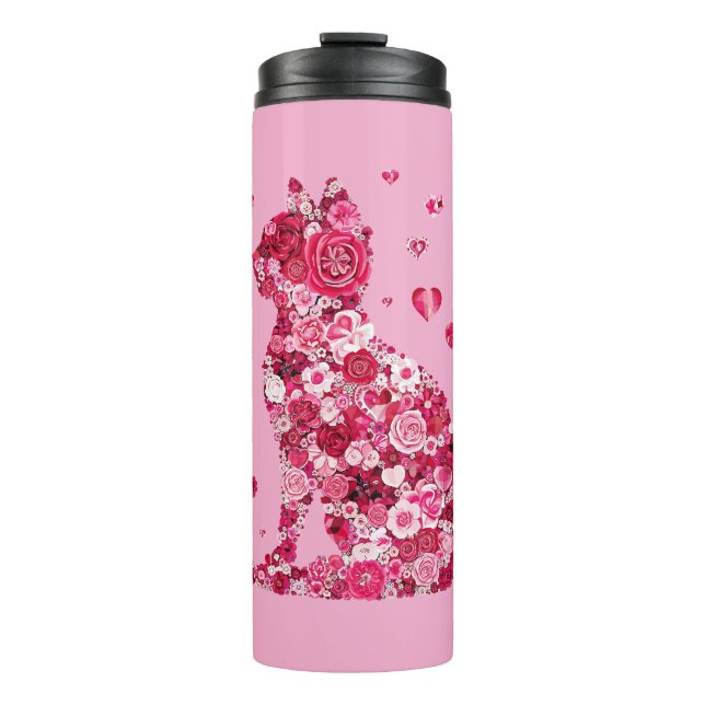 Termo Silueta de gato floral ArtFaux tela envuelta (Anverso)