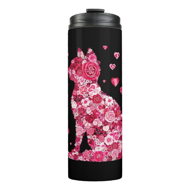 Termo Silueta de gato floral ArtFaux tela envuelta (Anverso)