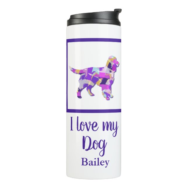Termo Silueta de perro Spaniel Sprocker Morado PY&B  (Rotado hacia la izquierda)