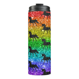 Termo Silueta de unicornio arcoíris brillo Orgullo LGBTQ