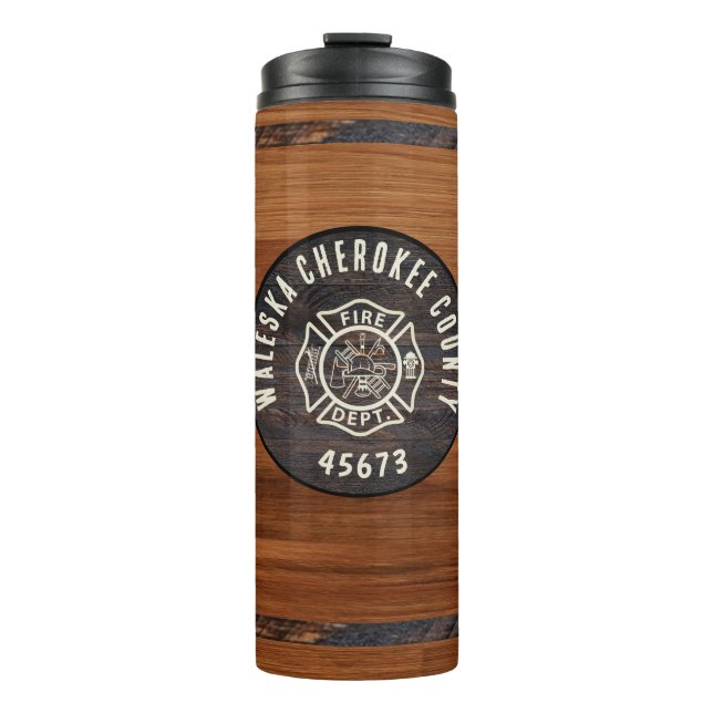 Termo Símbolo de bombero de tono de madera rústica (Anverso)