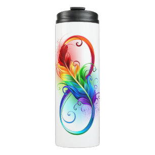 Termo Símbolo infinito con plumas arcoiris