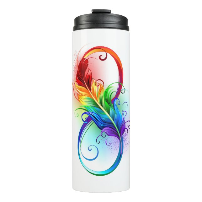 Termo Símbolo infinito con plumas arcoiris (Anverso)
