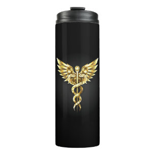 Termo Símbolo poligonal de oro Caduceus
