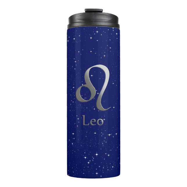 Termo Símbolo zodiaco para León en azul profundo de medi (Anverso)