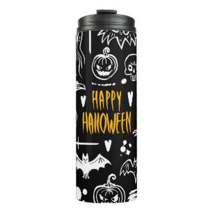 Termo Símbolos de Halloween dibujados a mano, colección