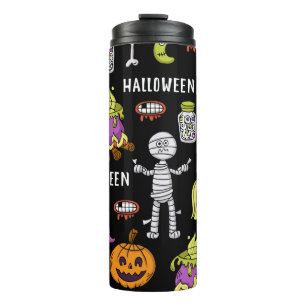 Termo Símbolos de Halloween, tema vintage sin fisuras