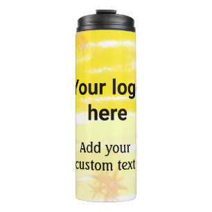 Termo Simple amarillo acuarela agregue su logotipo texto