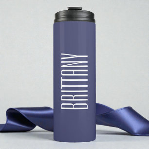 Termo Simple Azul Dama de Honor Nombre Personalizado Min